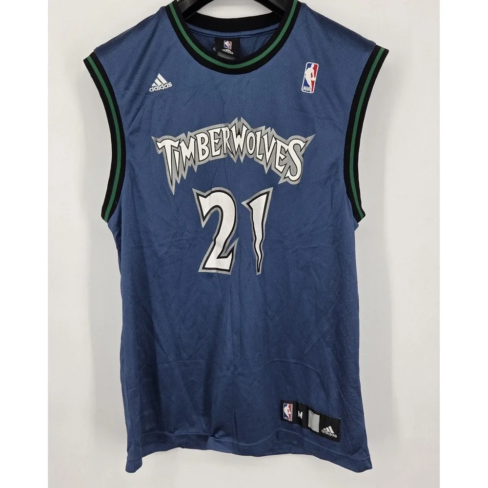 VINTAGE Minnesota Timberwolves Kevin Garnett Jersey Size Medium Blue 21 Adidas